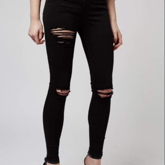 Topshop Moto Skinny Denim Jeans Jamie Black W28 - Picture 1 of 7